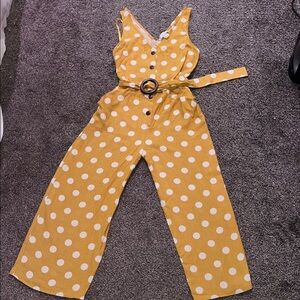 Monteau Mustard Polka Dot Jumpsuit